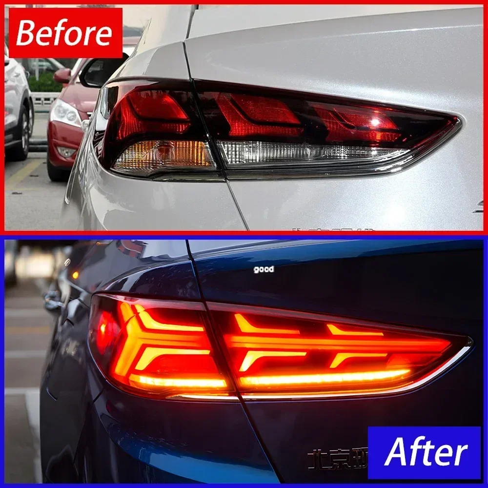 สําหรับ Hyundai Sonata 2018-2019 LED ด้านหลังอัตโนมัติโคมไฟชุดอัพเกรด Dynamic Streamer สัญญาณไฟท้ายรถอุปกรณ์เสริม