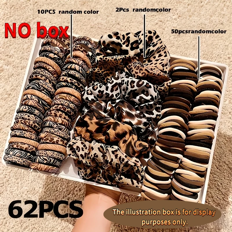 62 Pieces of Maillard Leopard-Print Hair Accessories for Autumn and Winter Outfits; High Elasticity Ensures They Won’t Damage Yo