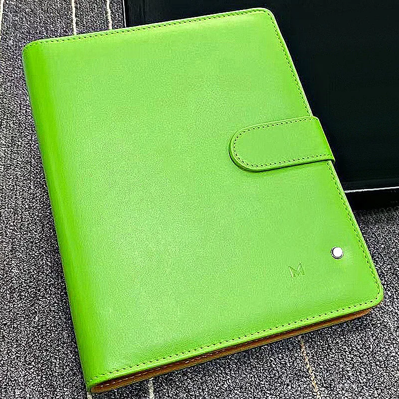 Green Magnetic Catch High Quality MB Notebook Leather Cover & Quality Paper Chapters Unique Loose-leaf Writing Stationery New