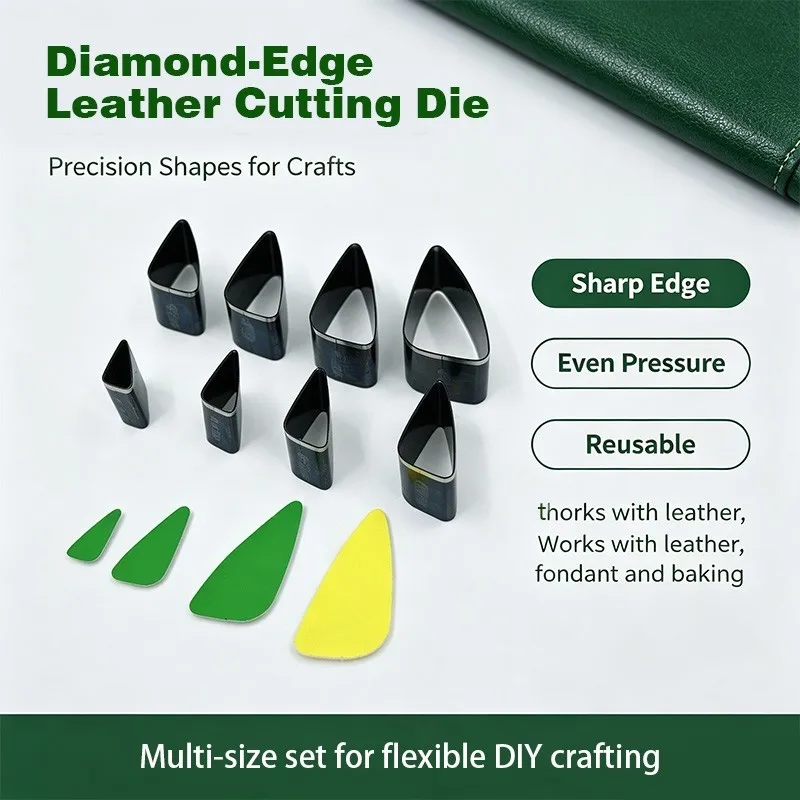Teardrop Leaf Leather Punch Set,Handmade Leather Craft Leaf Shape Cutting Punches,DIY Leather Sheet Cutting Punch Molds