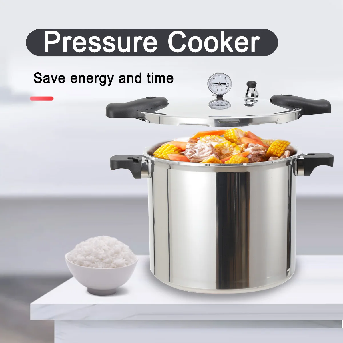 Olla a Presión de 23 Cuartos, Utensilios de Cocina de Acero Inoxidable para Conservas y Cocción en el Hogar, Gran Capacidad