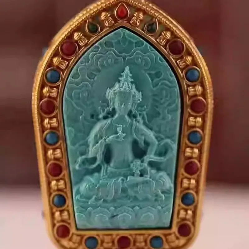 Tibetan-style accessories, openable Gahu, thangka box, optimized turquoise Buddha statue, Vajrasattva pendant