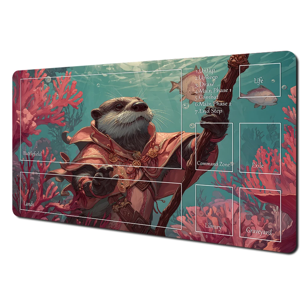 MTG Playmat Jeu De Cartes + Sac Étanche - Bords Cousus, Tapis MTG Avec Zones (No Zone, Jeton Squirrel)