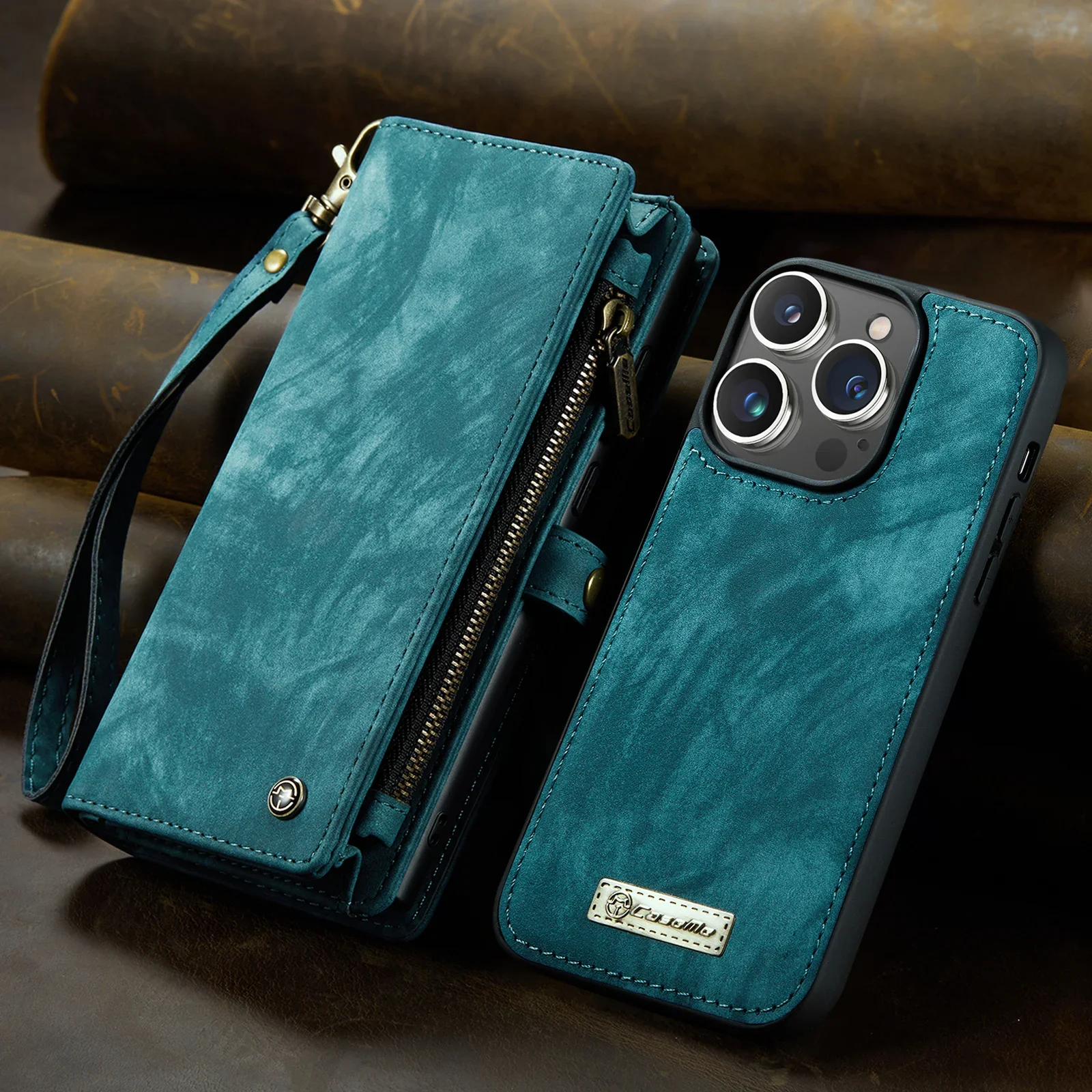 

2 in 1 Detachable Zipper Cards Solt PU Leather Wallet Case For iPhone 17 16 15 Pro Max 13 12 14 11 8 7 Plus SE2022 Purse Cover