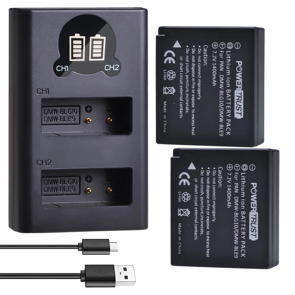 DMW-BLG10 Battery/ Fast Charger for Panasonic DMW-BLG10E BLE9 BLE9PP, DC-G100 ZS80 GX9 LX100 II ZS200,DMC-GF3 GX85 GF6  LX100K