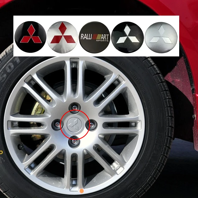 

56/60/65mm Aluminium Car Wheel Center Hub Caps Sticker for Mitsubishi ASX Lancer L200 Pajero Outlander Eclipse Galant Ralliart