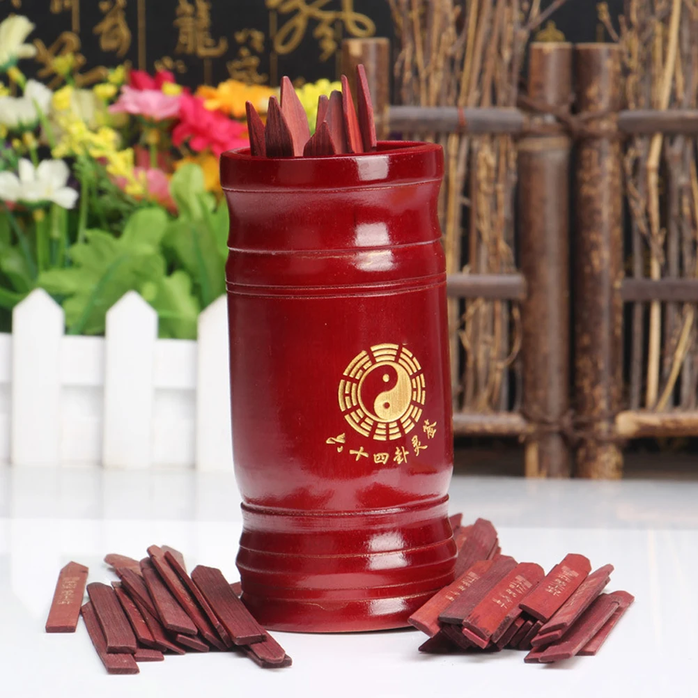 

Hexagram Sign Divination Game Prop Fortune Telling Cup Tool Interesting Props Games Chinese Sticks with Storage Wooden