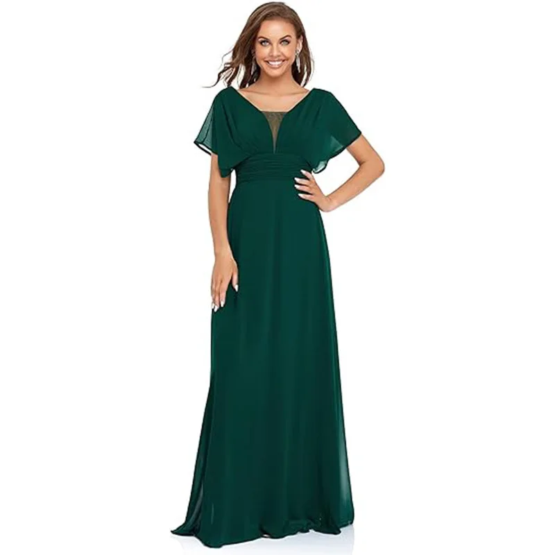 New Plus Size Temperament V-neck Slim Fit Evening Dress Bridesmaid Dress Wedding Banquet Performance Dress Customized