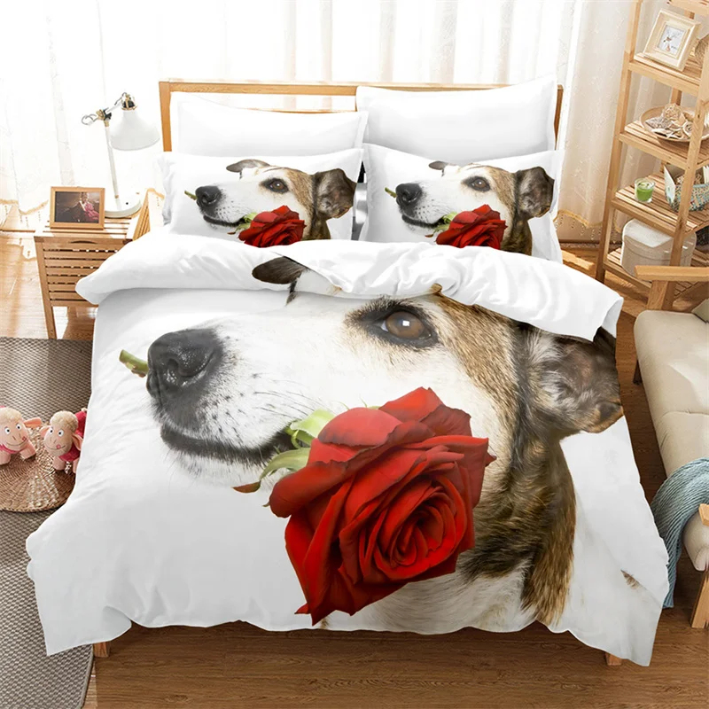 

Cute Cat，Dog Bedding Set Flower Animals Youth Duvet Cover Women Duvet Cover Bedroom Gorgeous Bedding King/Queen Duvet Cover Set