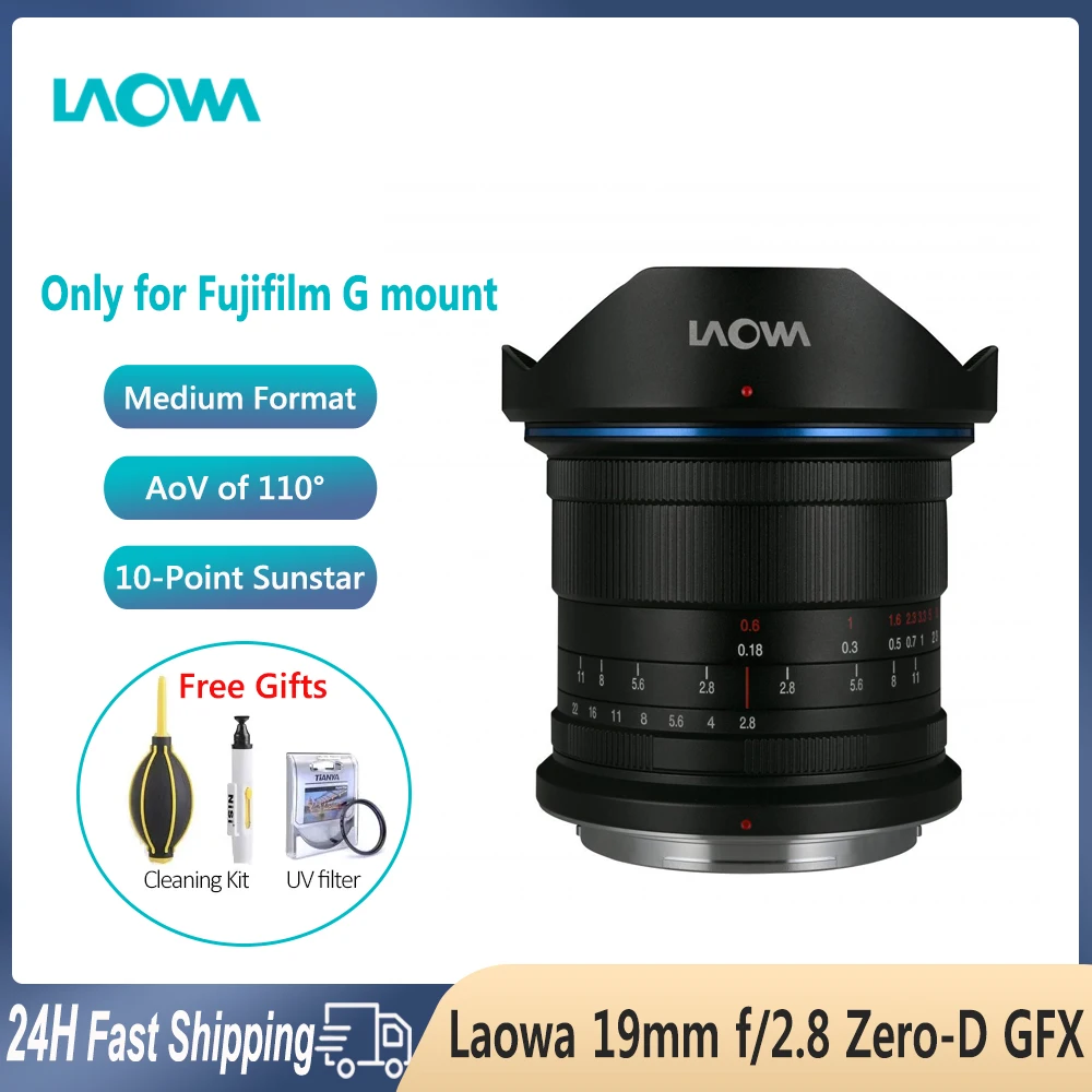 

Laowa 19mm F2.8 Zero-D GFX Medium Format Camera Lens Large aperture Ultra Wide Angle Lenses For Fujifilm G Mount Camera