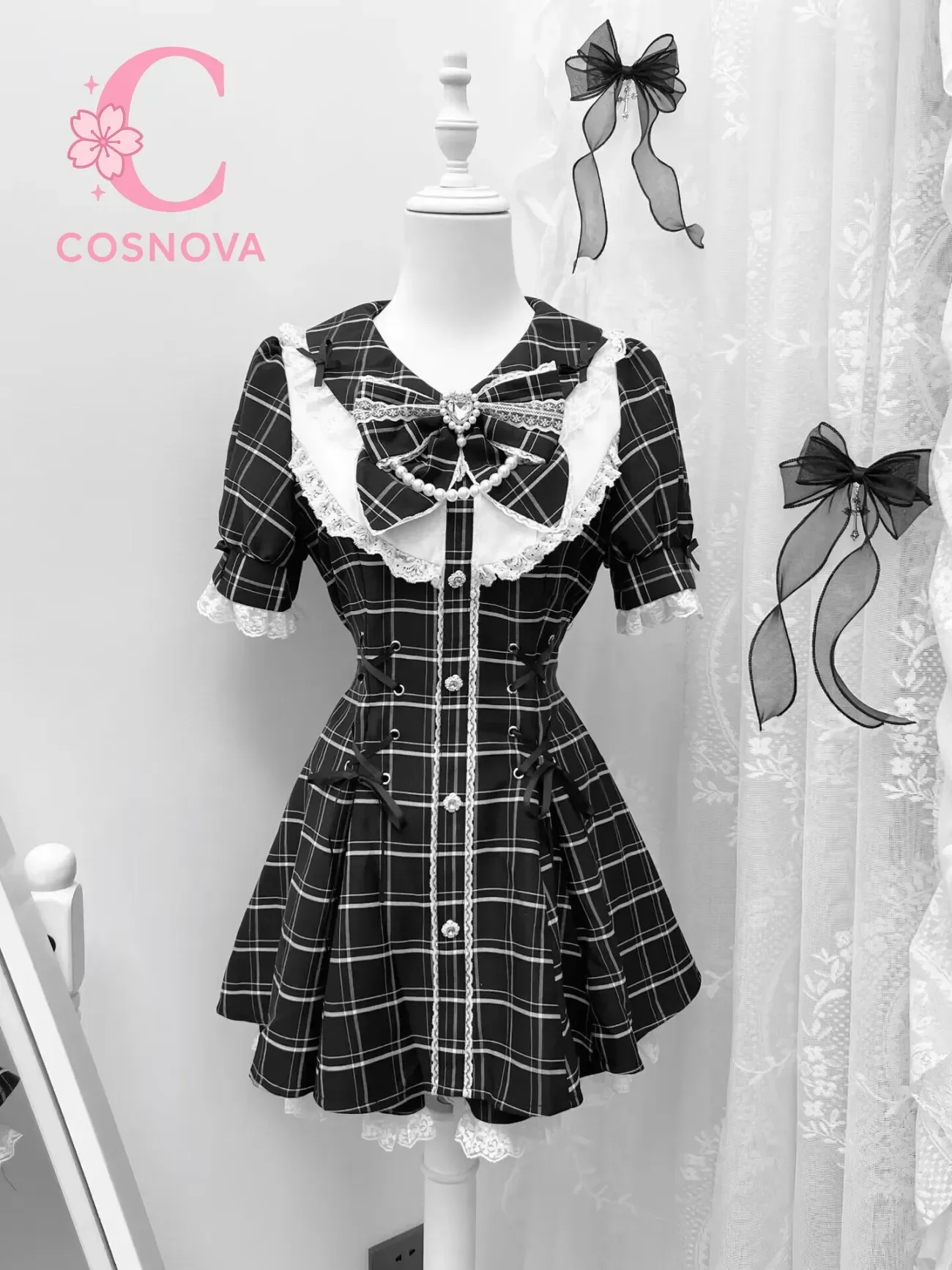 

Kawaii клетчатая юбка с коротким рукавом, комплект женской Y2k, эстетичное облегающее платье с высокой талией, серая клетчатая шикарная одежда в студенческом стиле, комплект из 2 предметов