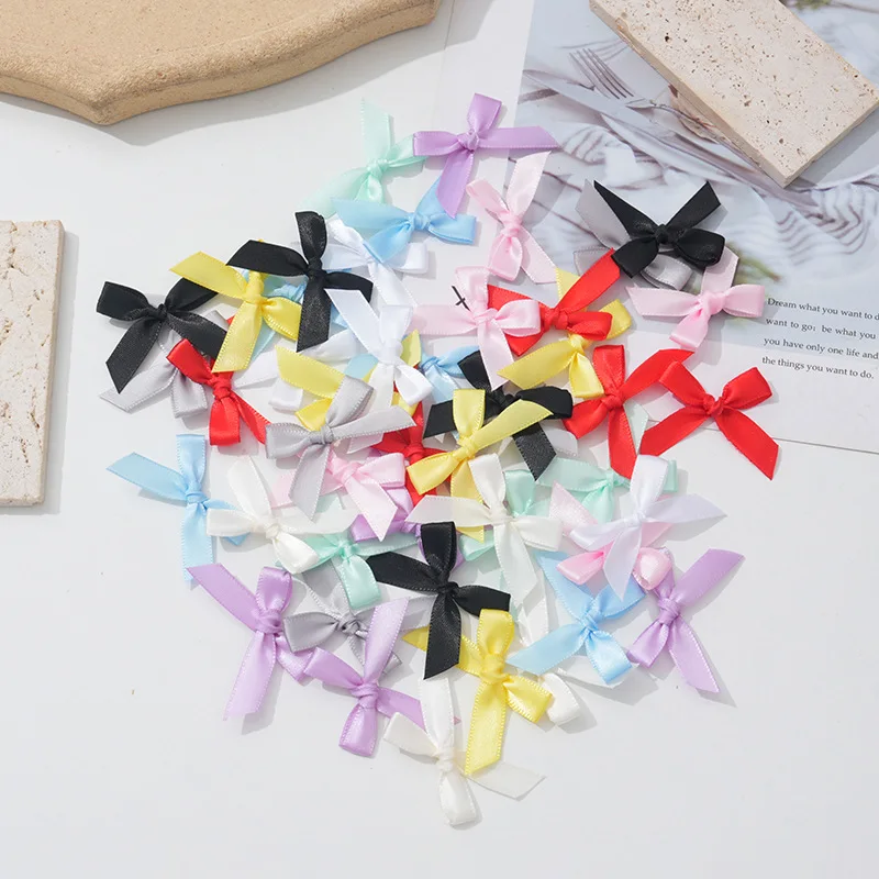 50 Stück/Lot Polyester-Satinband-Schleifen Bunte Handgemachte Schleifen für DIY-Nähprojekte Hochzeitsdekoration Haarnadel Kleidungszubehör – Detail 6