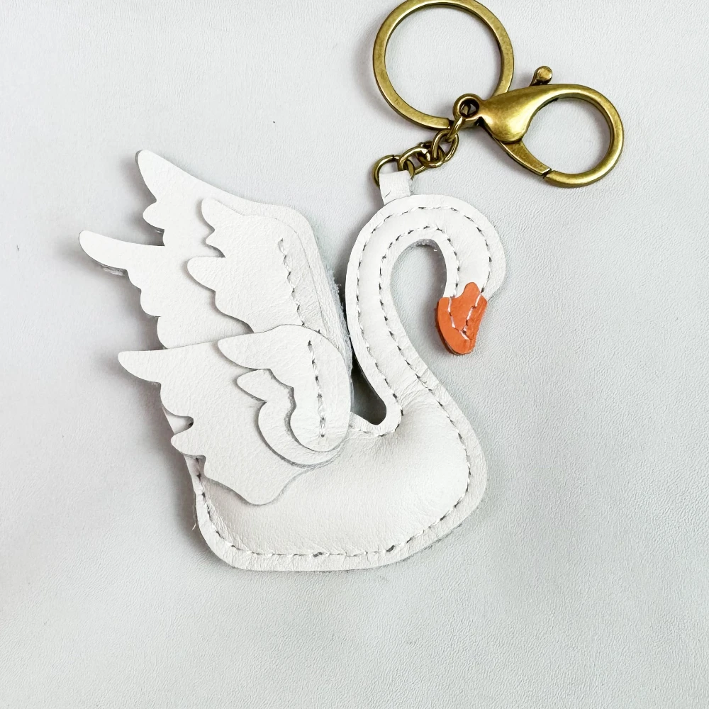 

Handmade Genuine Leather Cute Swan Bag Key Chain Bag Pendant Car Key Ring Ladies Bags Accessories DIY Accessories Couple Gifts