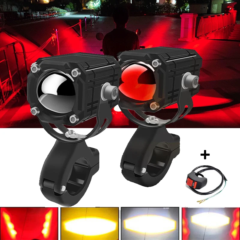1/2PCS Auxiliary LED Motorcycle Headlight Driving Fog light 12V 24V Work Lights Motorbike Off-road Front Spotlight Universal