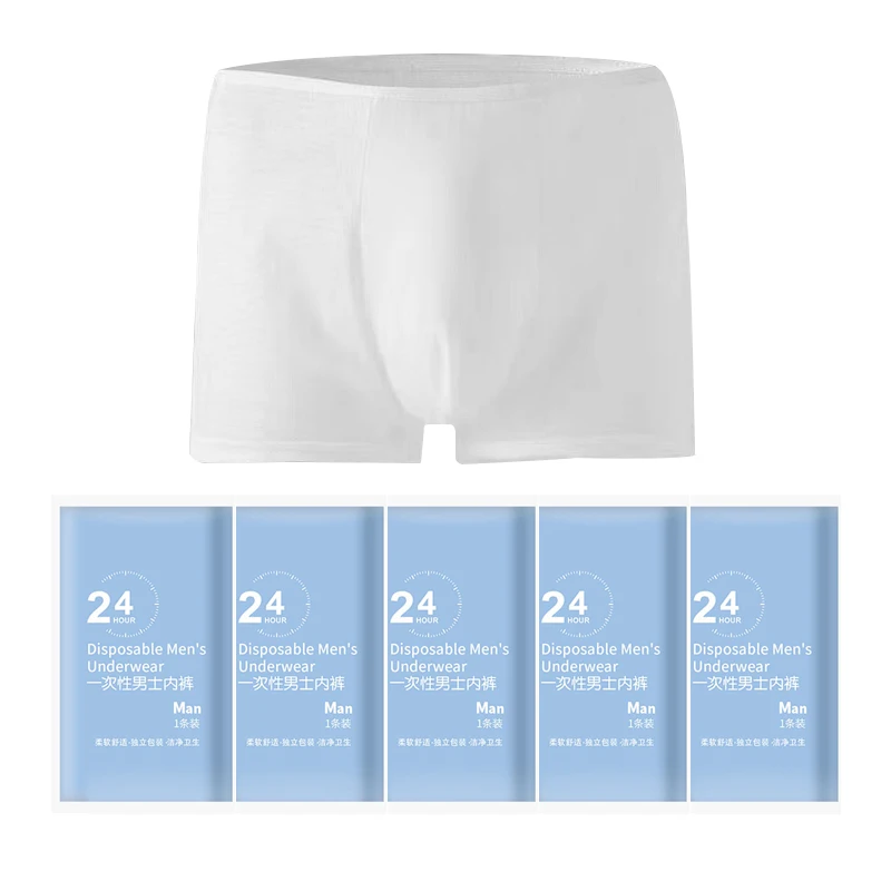 

5Pack Men's disposable Underwear L-4XL White Cotton Panties Sexy Man Breathable Boxer Shorts Male Comfortable Underpants