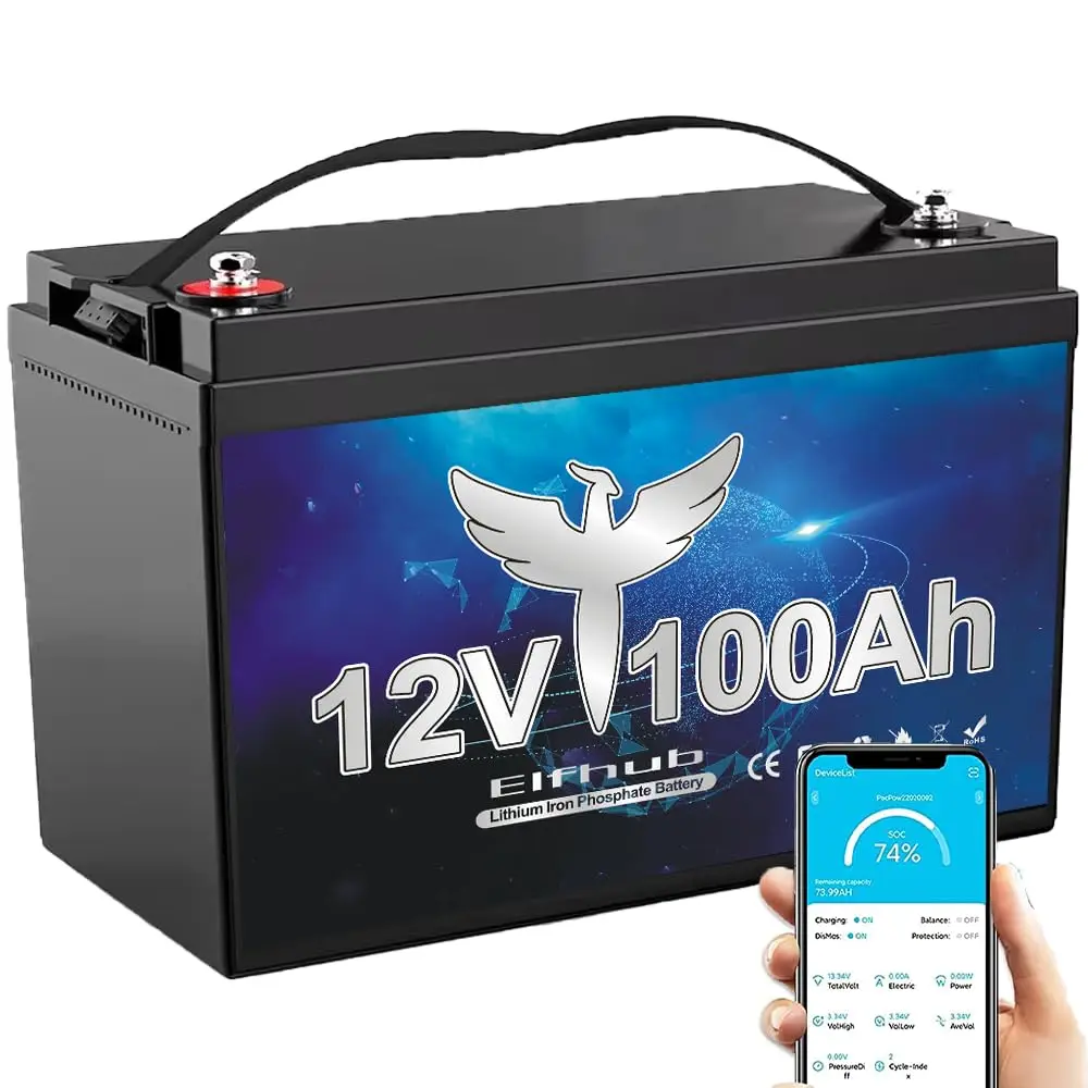 

Литиевая батарея LiFePO4 12В 100Ач с Bluetooth, макс. энергия 1280Втч, защита от низких температур, группа 31, встроенные функции, настраиваемая