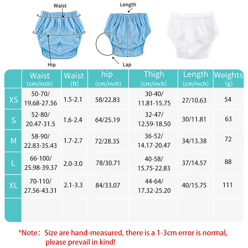 Pañal de tela suave de cintura alta de TPU para adultos, cubierta de ropa interior reutilizable, pañal de Color transparente para personas mayores de 14 años, 1 ud.