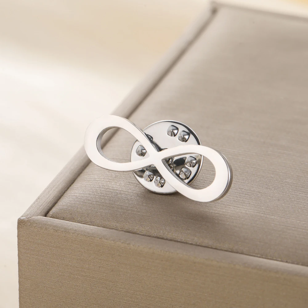 Dawapara klassische Unendlichkeitssymbol-Brosche, endlose Liebe und Freundschaft, Anstecknadel, Edelstahl-Accessoires – Detail 10