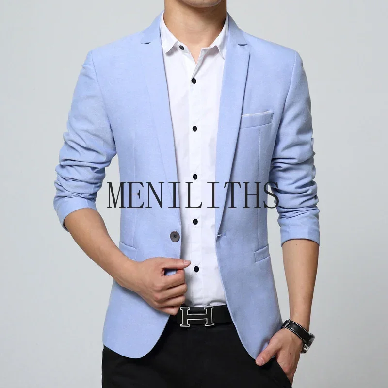 Spring Autumn Casual Men Blazer Designs Slim Fit Blazers One Button Easy Care Long Sleeve Blazers Men Suits Plus Size 5XL