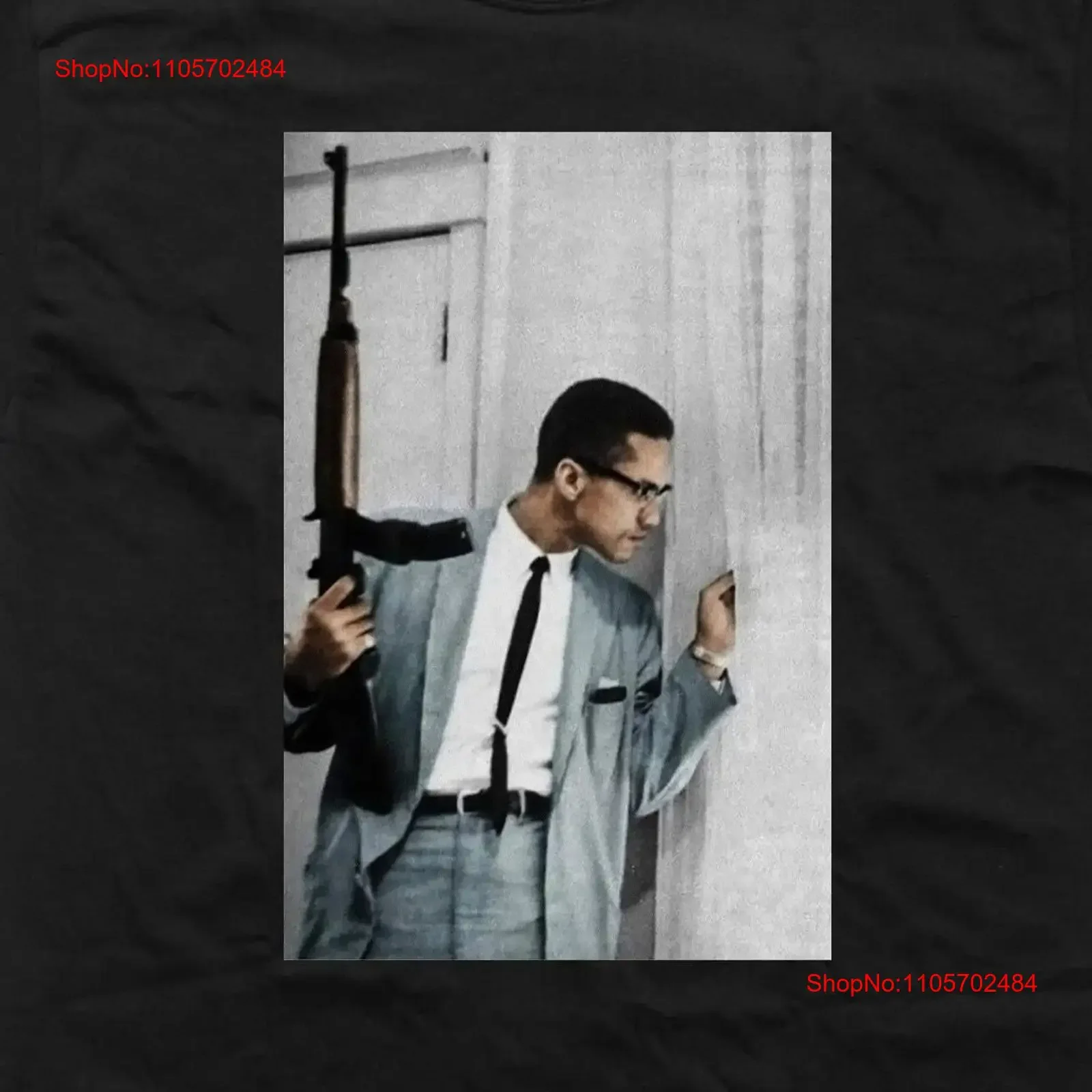 Malcom X Rifle Window T Shirt vintage Washed designer clothes fashion graphic Unisex streetwear Soft Stylish homme Breathable