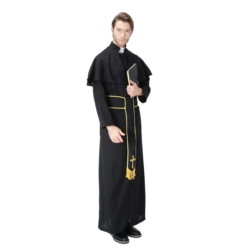 Easter Purim Halloween Costume Adult Father Priest Costumes Christian Missionary Church Saints Cosplay Robe for Men