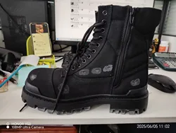 2025 New Men's Side Zipper Canvas Tooling Retro Wasteland Wind Thick-soled Locomotive Boots