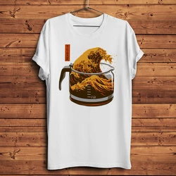 Great Kanagawa Wave coffee cafe Funny ukiyo TShirt Men Homme o-neck Casual Short Sleeve Tee Unisex Streetwear T Shirt No-sticker