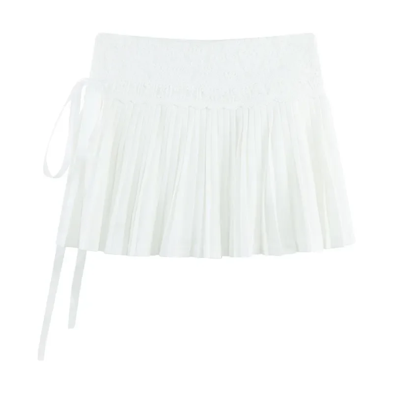 

Юбка-торт чистого дизайна в сексуальном стиле для женщин, тонкая кружевная юбка с высокой талией, милые и модные плиссированные кружева