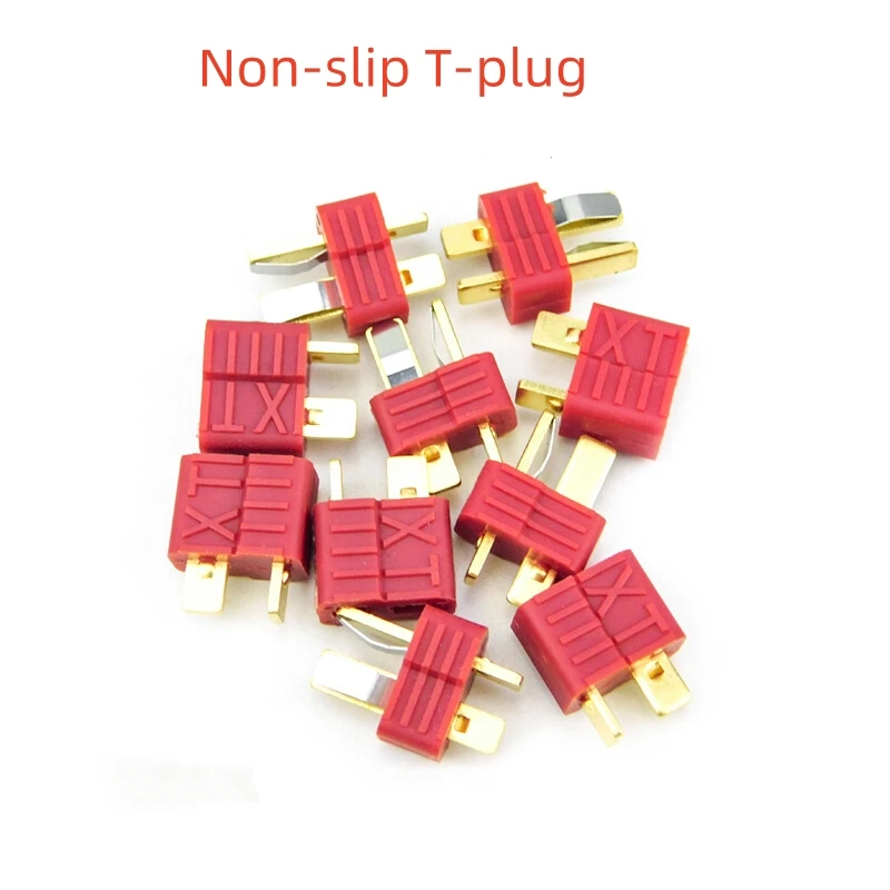10PCS T Plug Connector Anti-skidding Deans Female & Male For RC Lipo Battery ESC Motor Airplane Helicopter Car Accessories DIY