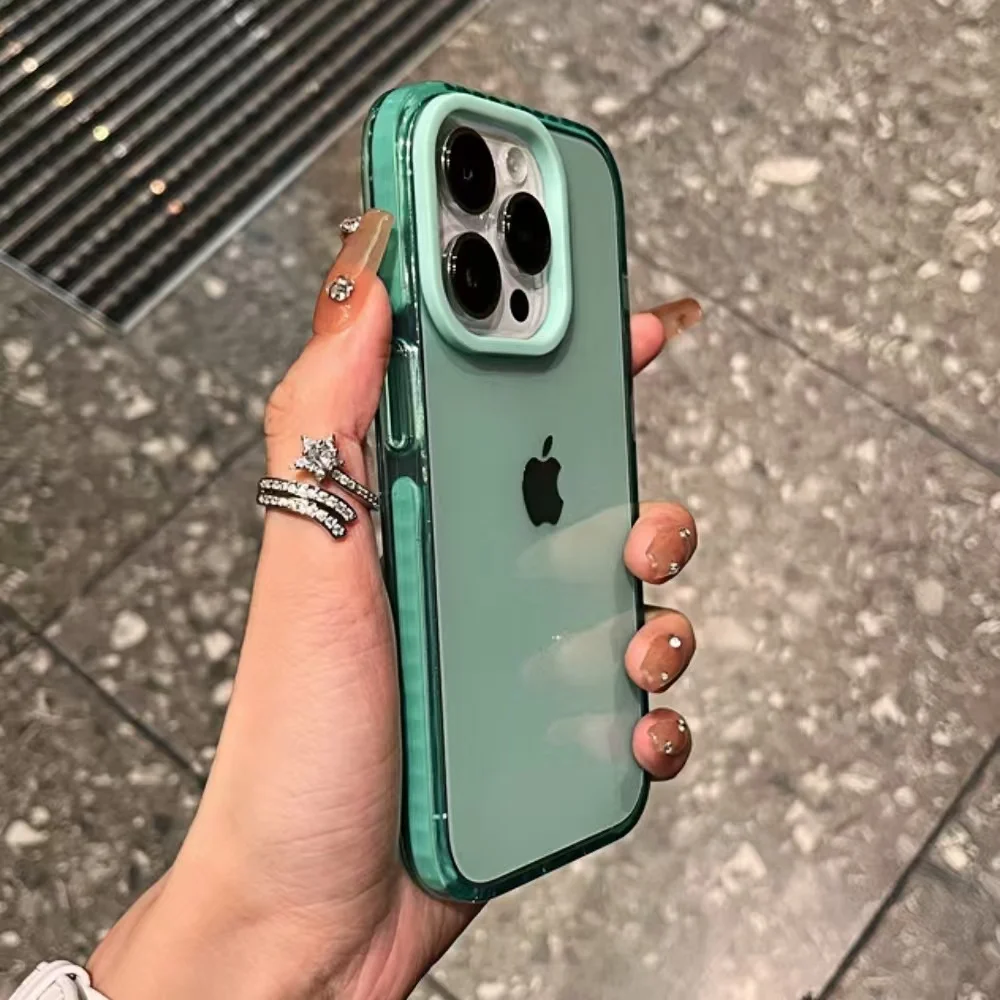 For iPhone 11To17 Shockproof Airbag Phone Case Transparent Silicone Material Contrasting Design Compatible With Plus Pro ProMax
