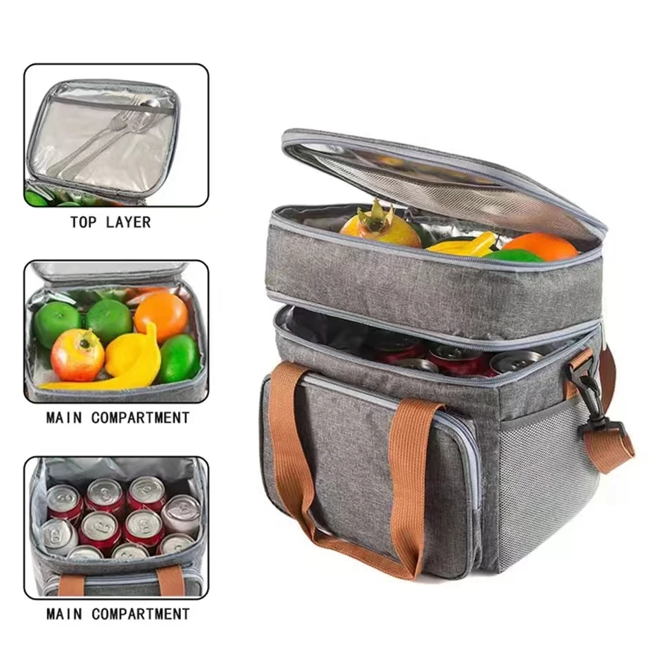 Borse termiche da Picnic borsa termica per il pranzo borsa da viaggio a doppio strato per alimenti da campeggio all\'aperto