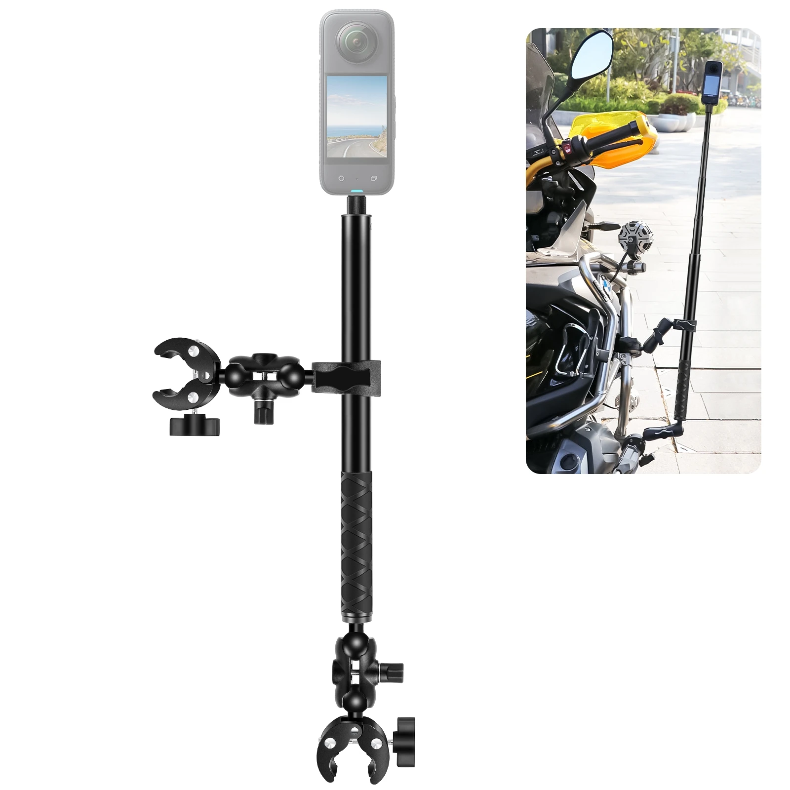 PULUZ Cycling Quick Release Bracket&150cm Selfie Stick Handlebar Fixed Mount For Insta360X6/X5/X3/Gopro/DJI Osmo 360 Accessories