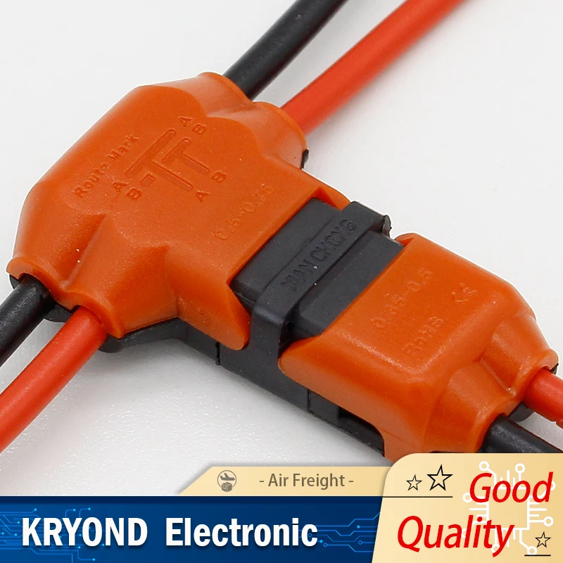 5PCS 2 Pin 2 Way DC/AC 300V 10A Universal Compact Wire Connector T Shape Conductor Terminal Block with Lever AWG 18-24