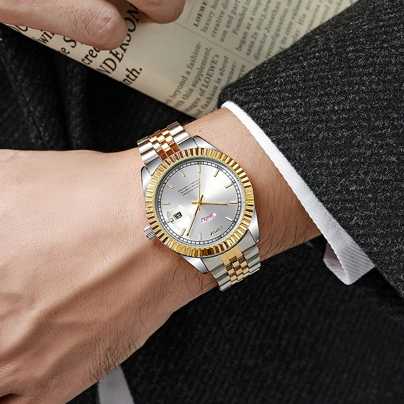 High Quality Watch Promotion Price Business Leisure Day Week Dual Calendar Display Luminous Men's Waterproof Quartz Watch