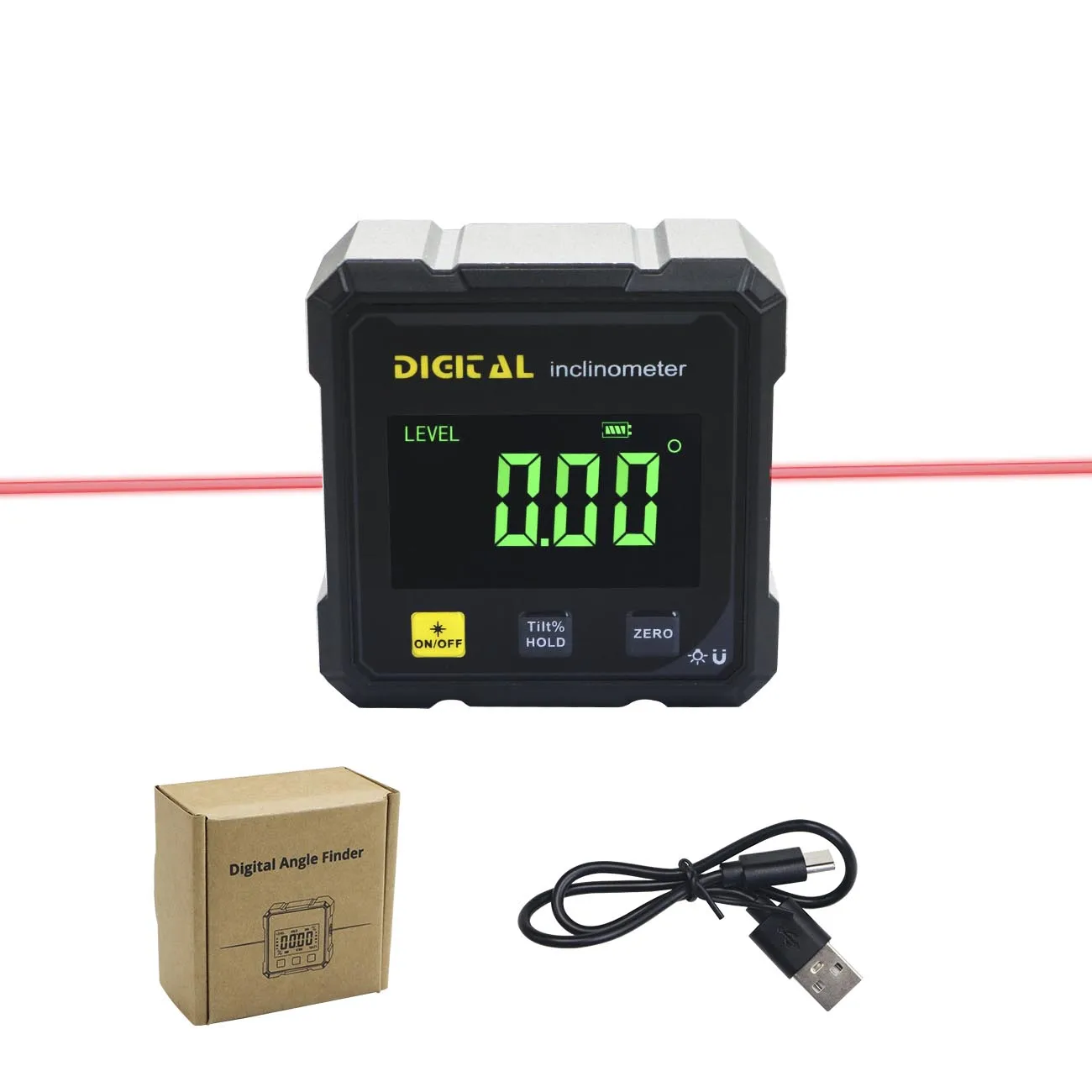 

Magnetic Electronic Level Angle Finder ,Digital Angle Inclinometer with 2 side Laser - 4-Side Strong Magnetic Digital Protractor