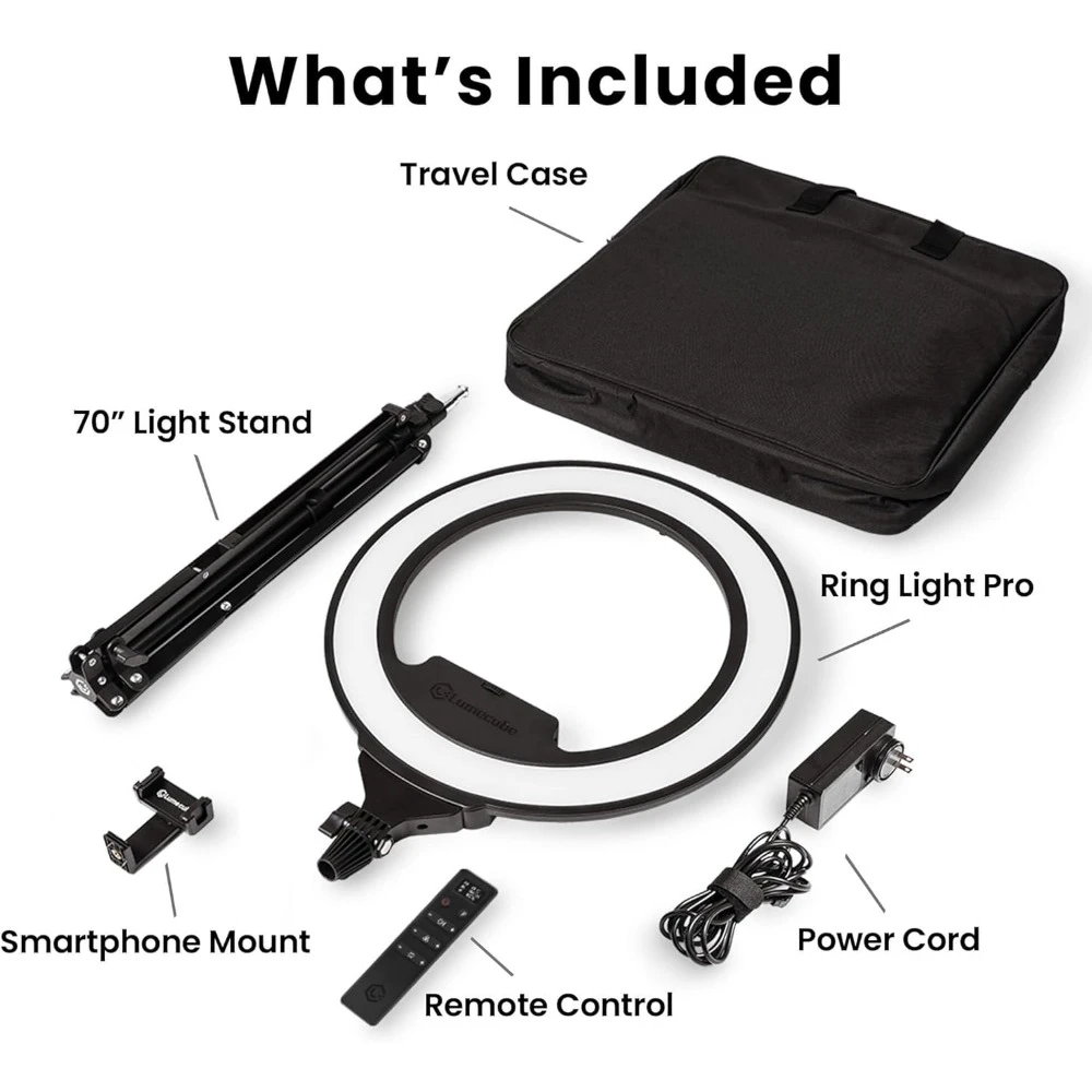 Wireless Professional Lighting for Photography, Streaming, Video | Fully Adjustable Color and Brightness | Includes Sturdy