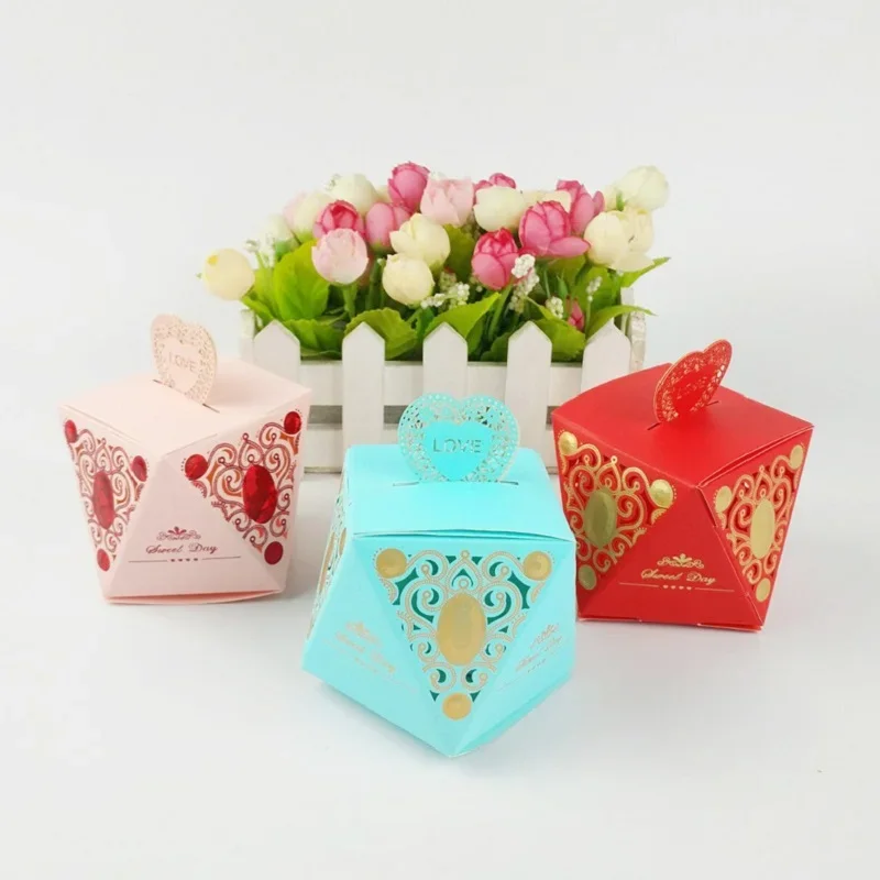Nueva caja de dulces con diamantes, caja de embalaje de Chocolate, cartón, Baby Shower, cajas de comida para fiesta de cumpleaños, recuerdos de boda, caja de regalo de papel