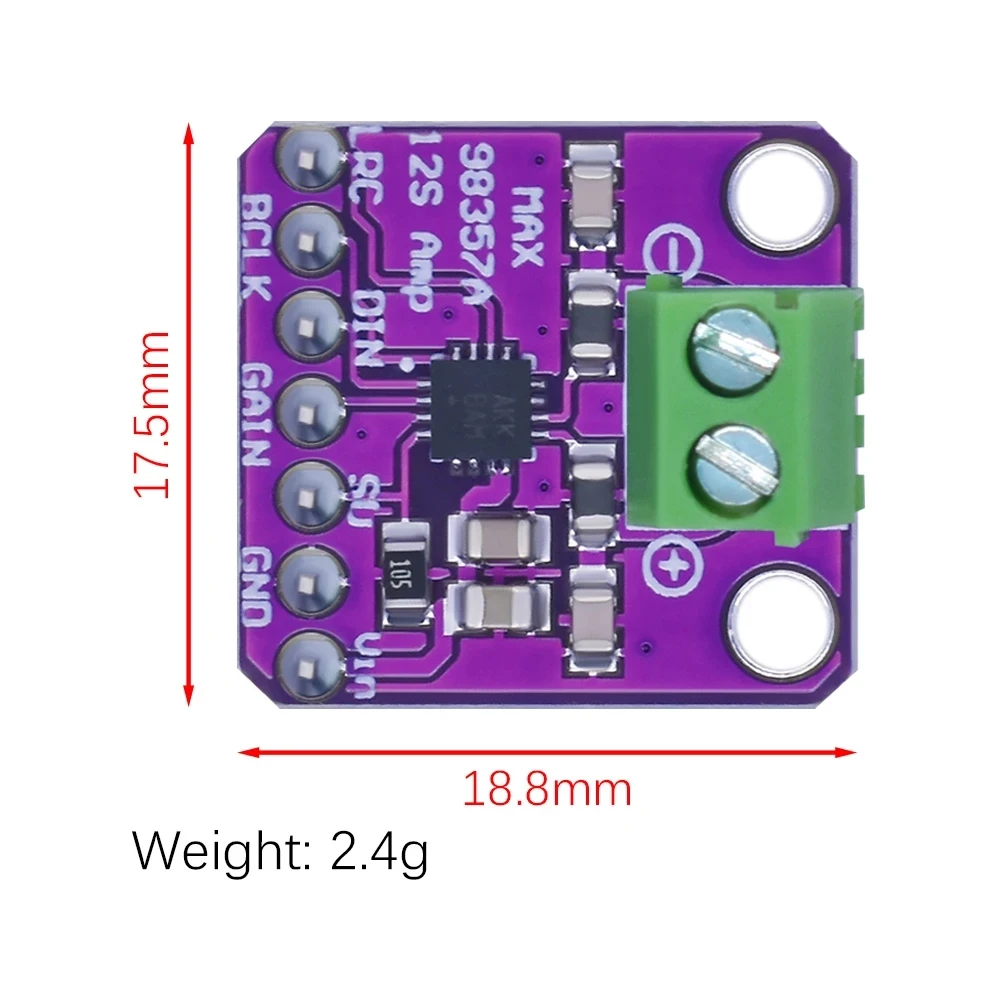 Max98357 I2S 3W Class D Amplifier Breakout Interface Dac Decoder Module Filterles Audio Board For for Raspberry Pi Esp32