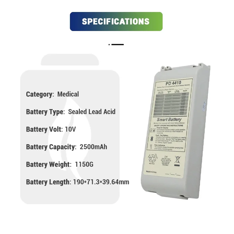 10V 2500mAh Sealed Lead Acid Replacement PD4410 Z5603 Battery for Zoll M Series PD1400 PD1600 PD1700 PD2000