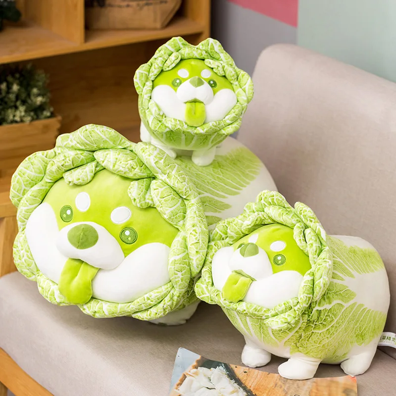 Cute Vegetables Dog Plush Sofa Toy Chinese Cabbage Fairy Fluffy Soft Cushion Pillow Stuffed Animal Children's Doll Girl Gift