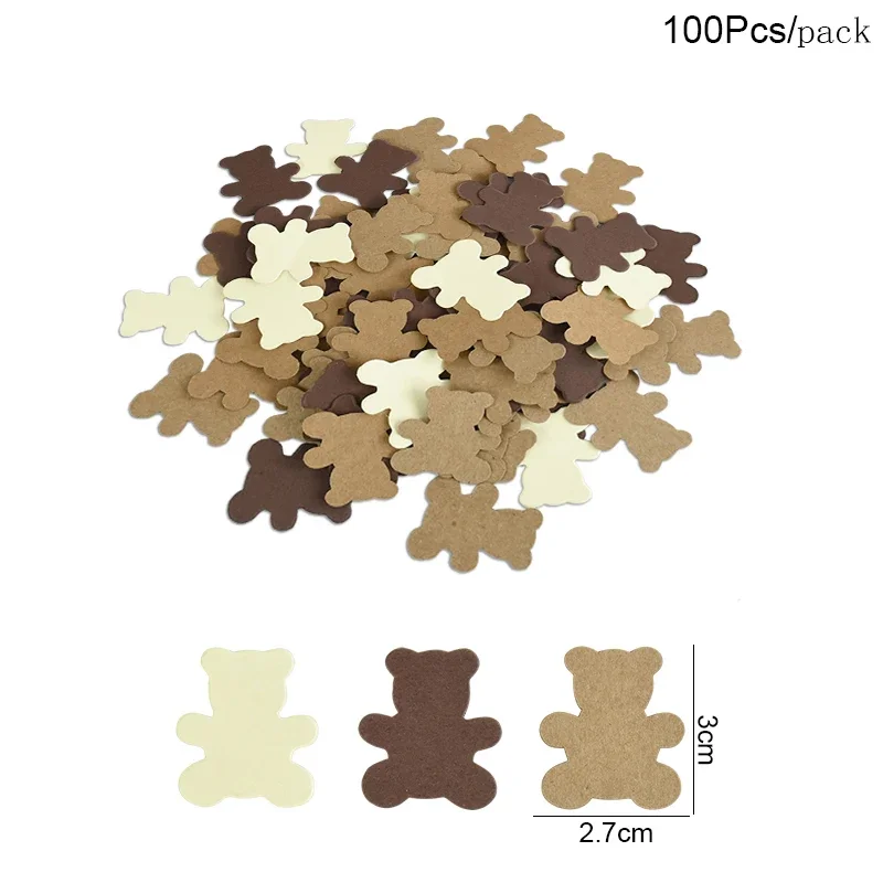100 stks/partij Teddybeer Papier Confetti voor Baby Douche Meisje Jongen Kids Beer Thema Verjaardagsfeestje Decoratie Benodigdheden Tafel Scatter