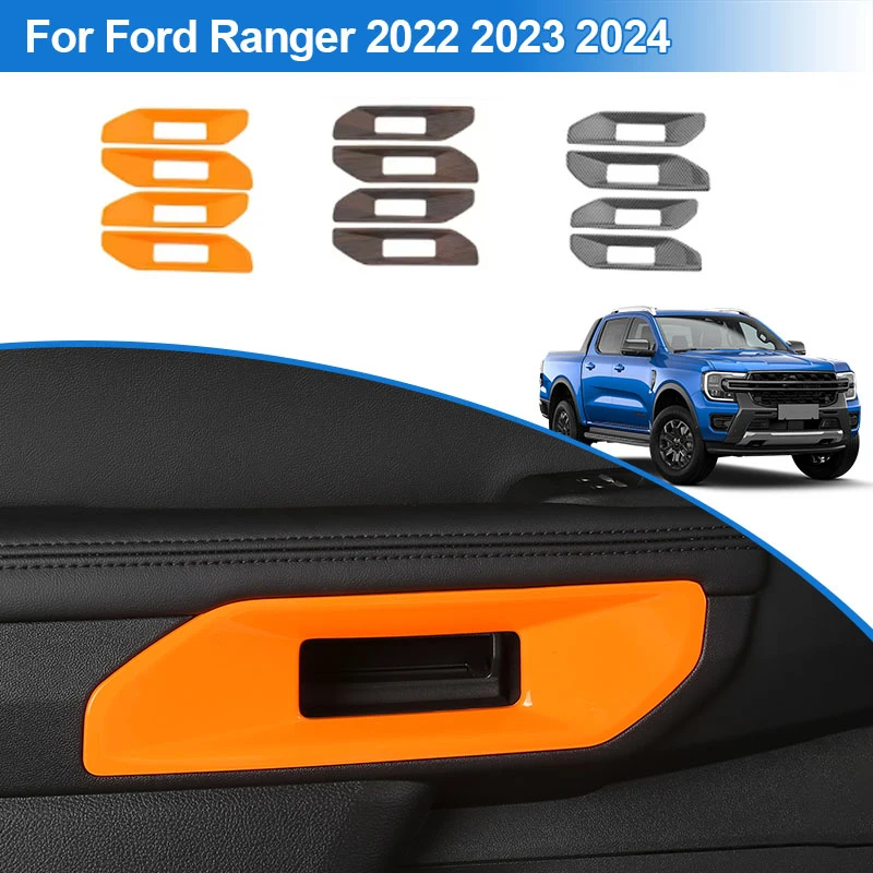 

Carbon Fiber Interior Car Door Handle Decoration Panel Frame Replacement Protective Trim For Ford Ranger 2022 2023 2024