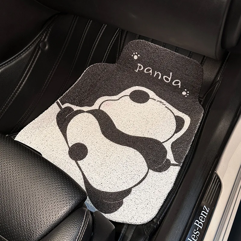 Car Floor Mats Cartoon Panda Wire Ring Floor Mats Anti-dirty and Easy to Clean Car-mounted Bold Encrypted Universal Floor Mats