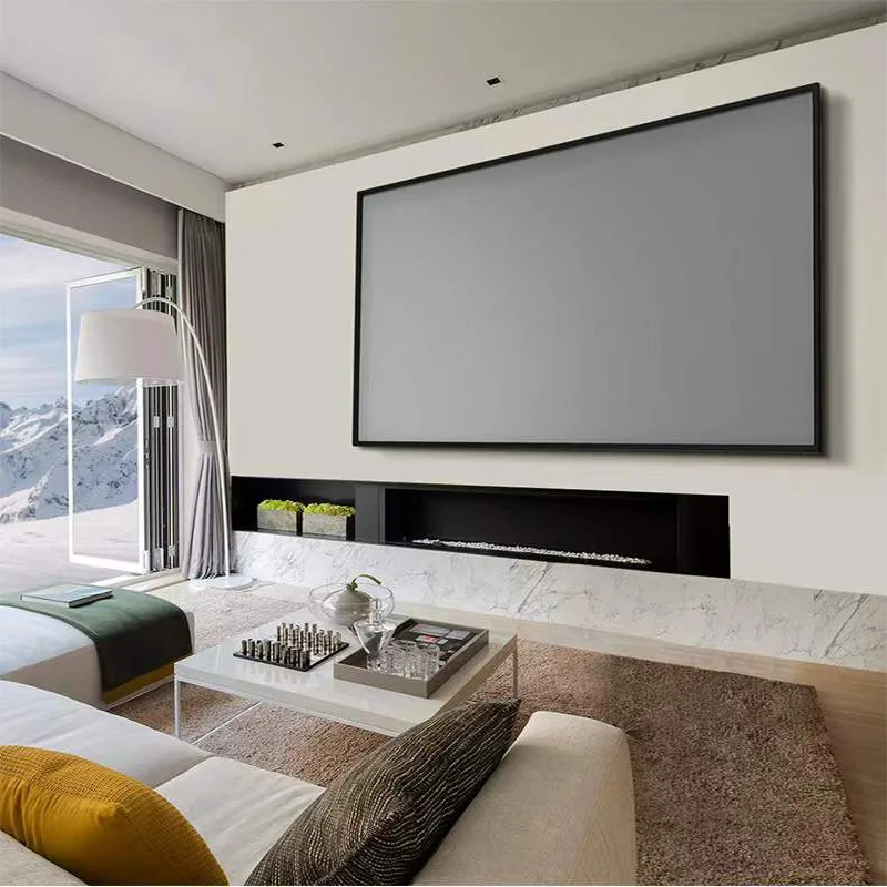 New Listing High Quality Wall Gray 100 Inch 16:9  Wide frame 4.5cm Home Theater UST Alr Pet Fixed  Projection Screen