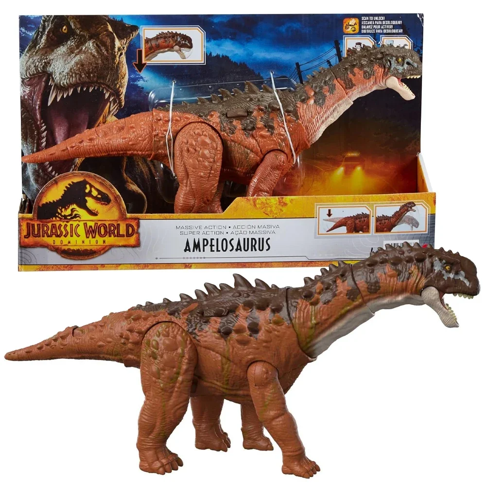 jurassic-world Dominion Massive Action Dinosaurier Figur, Ampelosaurus Dino Spielzeug mit Attack Motion Geburtstagsgeschenk HDX50