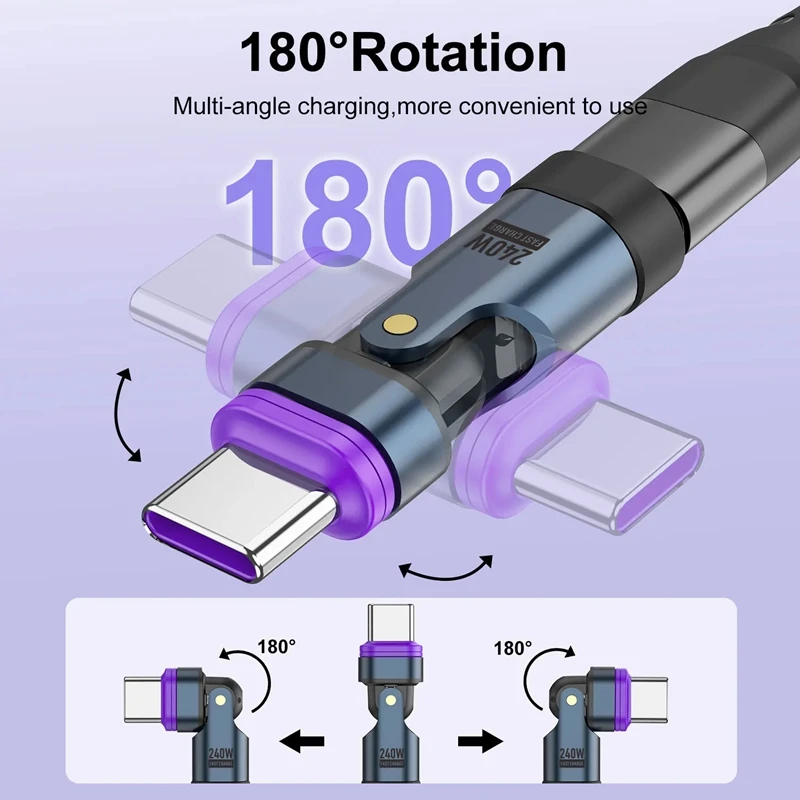 

240W Magnetic USB-C to Type-C Adapter Supports 180° Rotation Magnetic Fast Charging Compatible with Xiaomi and Apple