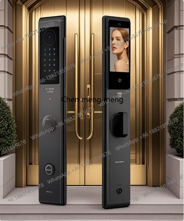 Cloud Smart Wifi Brass Door Lock Palm Vein Fingerprint  Face Recgonization Video Intercom Three-Camera  Smart Lock