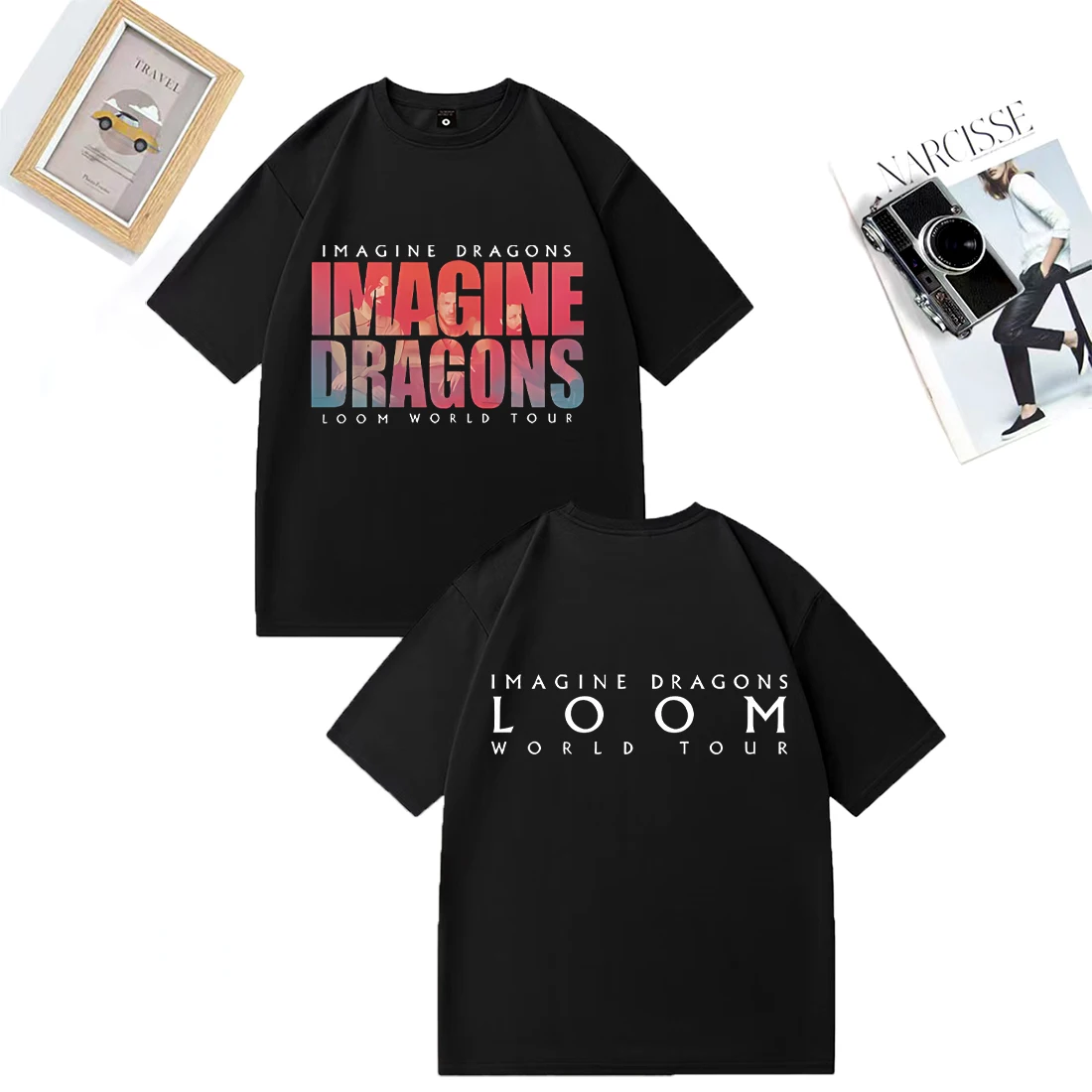 

Imagine Dragons Loom World Tour 2025 throwback T-Shirt Men Women's plus size tops short sleeve Hot sale Casual Cotton T Shirts