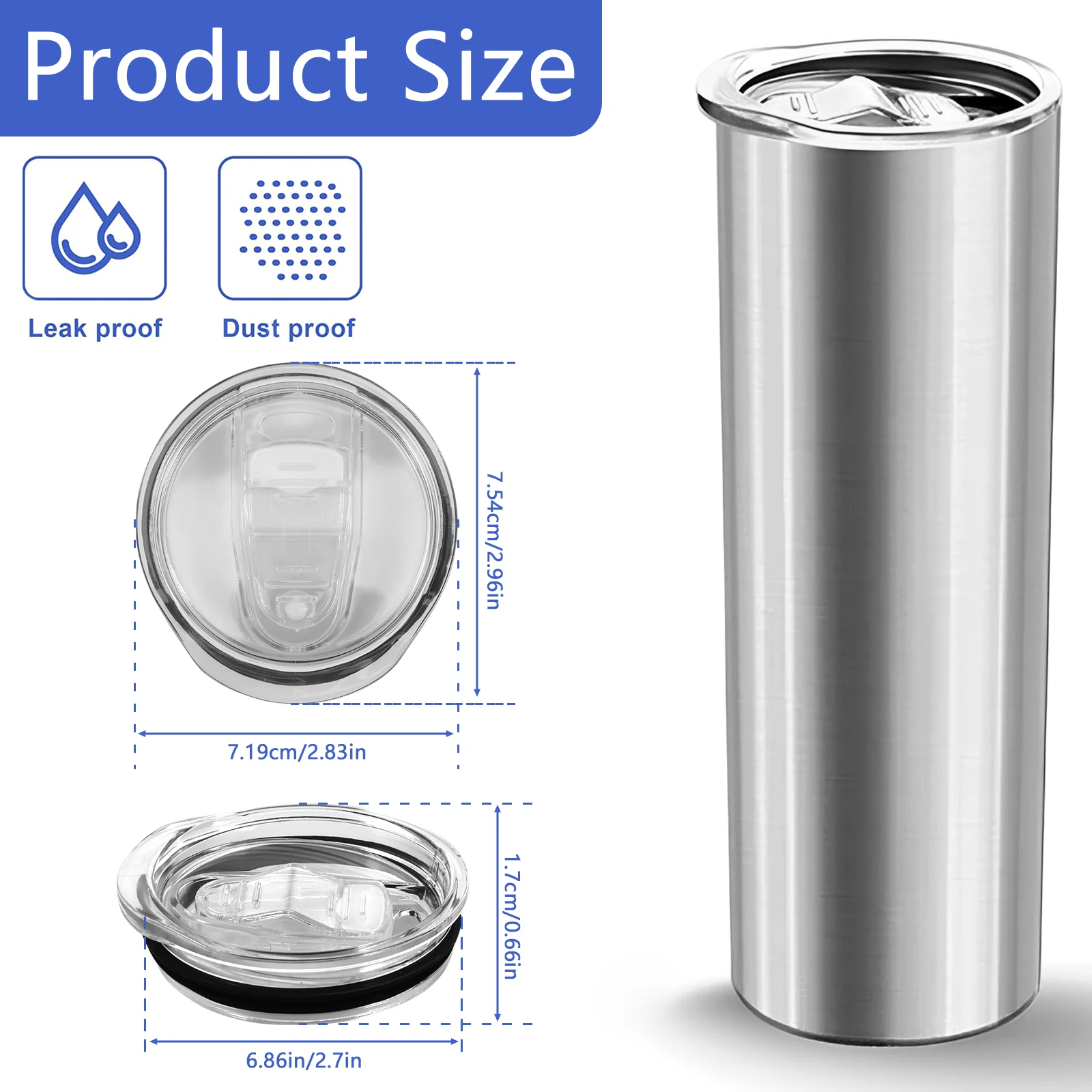 6/12Pcs Skinny Tumbler Lid Plastic Tumbler Replacement Lids for 20oz Skinny Stainless Steel Tumblers Mug Cup Accessories