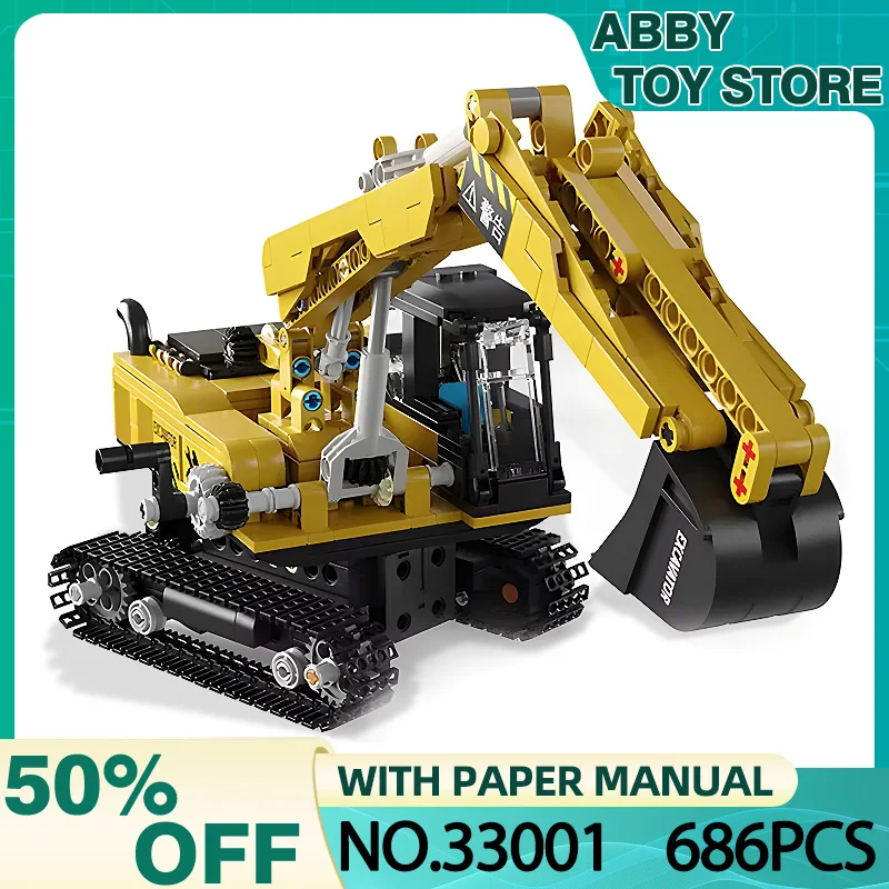 MOC YC-33001 High-Tech Car Construction Truck Excavator Model Building Blocks Bricks Puzzle Assembly Toy Christmas Gift For Kids